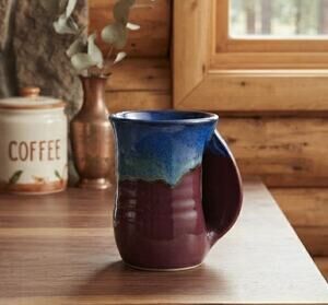 Clay in Motion Handwarmer Mug Signed Neher 2018 Purple Multicolor